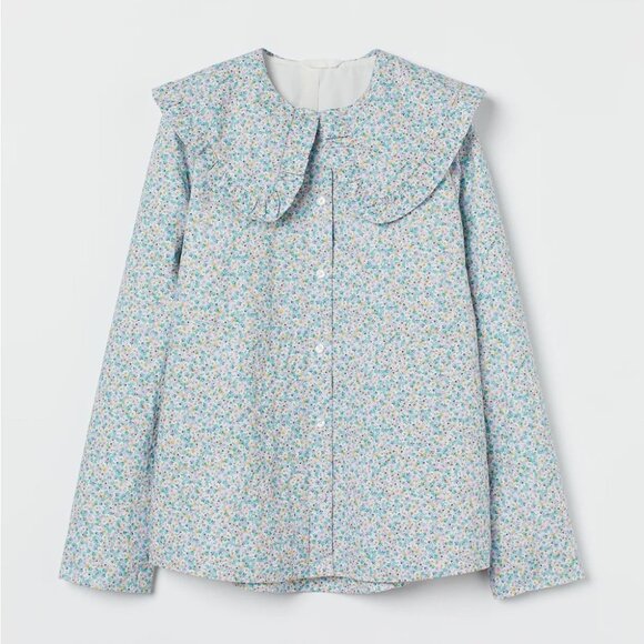 H&M Women’s Pastel Floral Quilted Jacket Ruffle Peter Pan Collar Coquette Size M - Picture 1 of 10